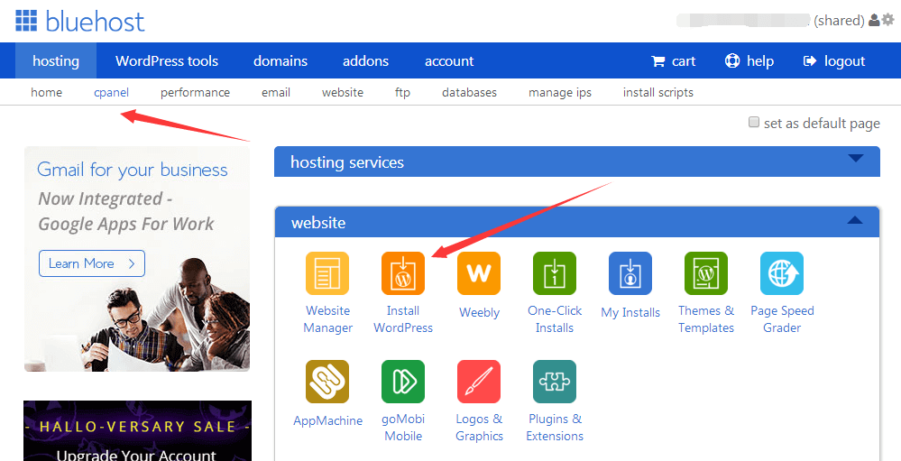 如何在bluehost上安装wordpress？