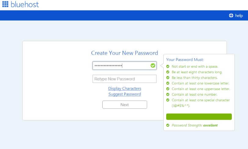 new password