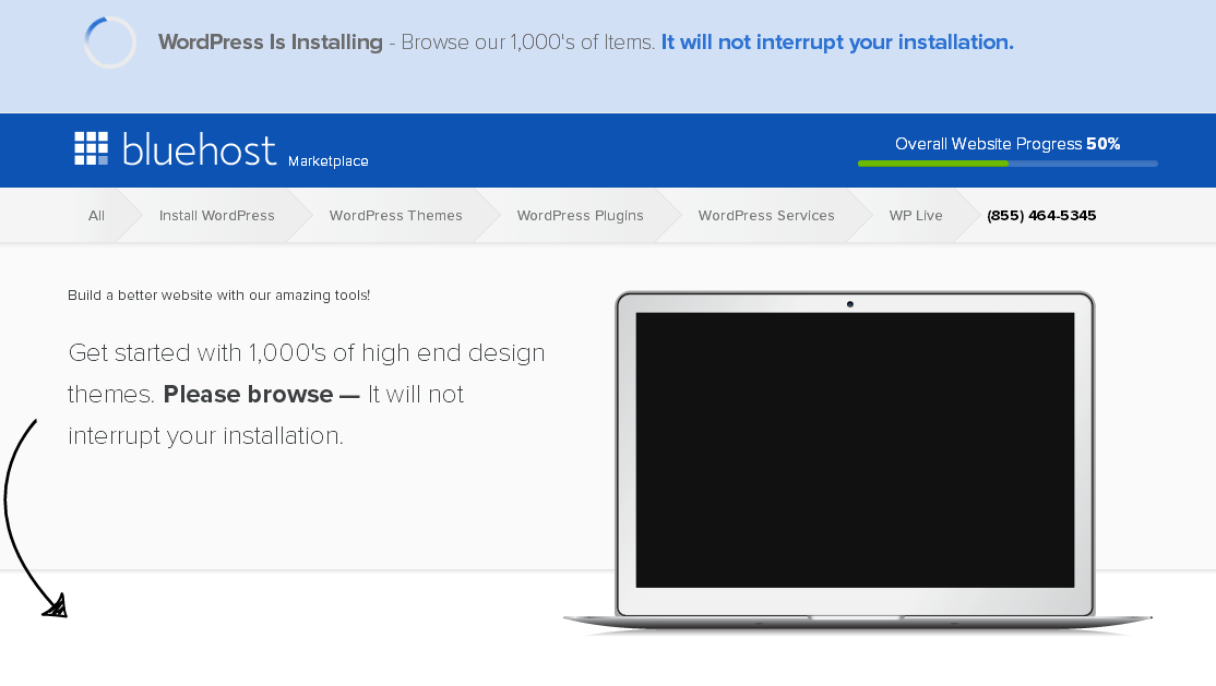 wordpress is installing