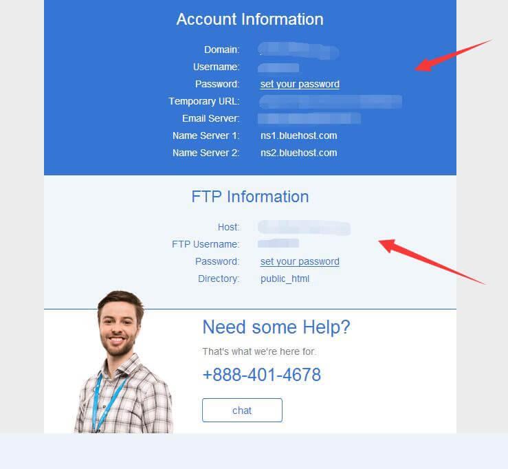 bluehost account information