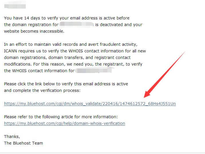bluehost verify email