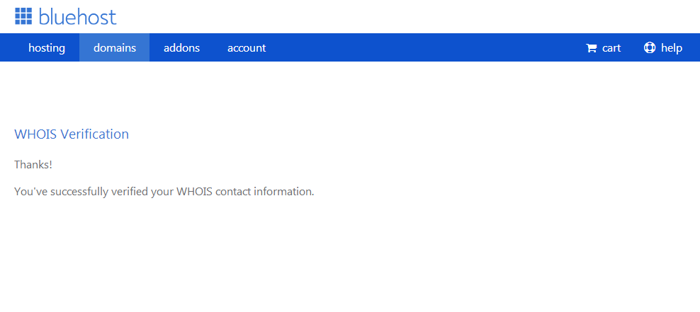bluehost whois verification