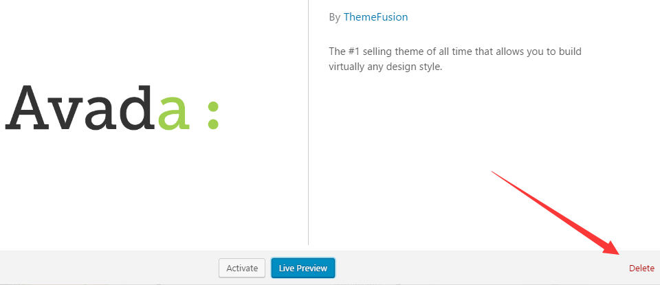 Avada theme delete