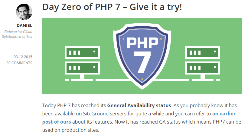 SiteGround PHP 7发布