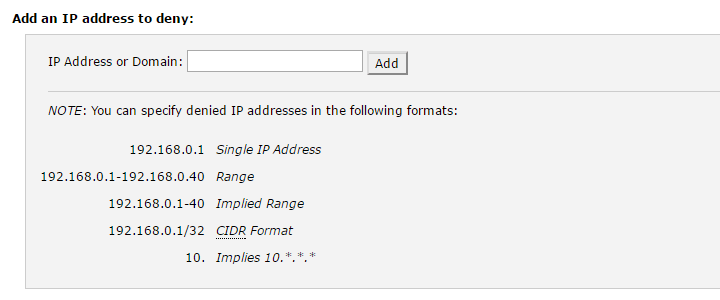 add an IP address to deny