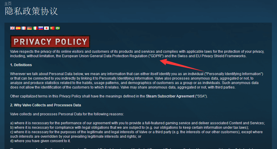 steam 隐私政策