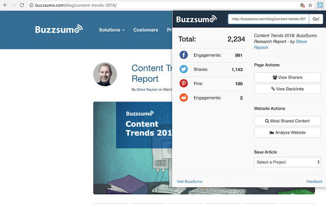 BuzzSumo chrome扩展