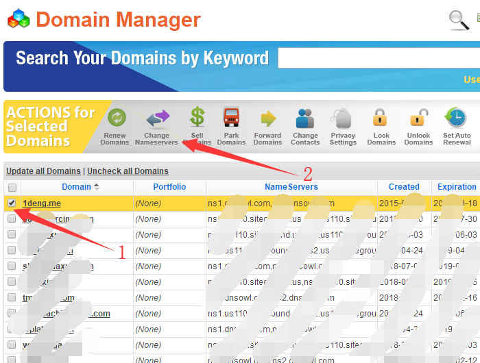 namesilo NS修改的地方