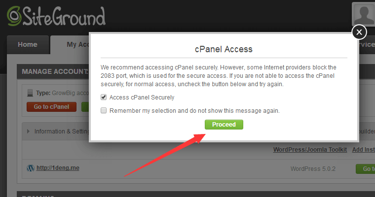 进入siteground cpanel