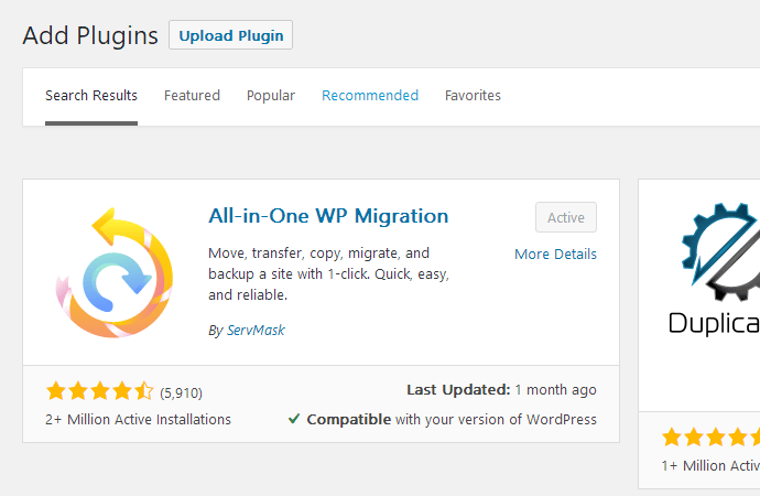 安装All-in-One WP Migration