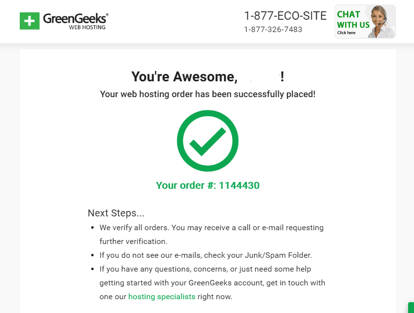 greengeeks付款成功