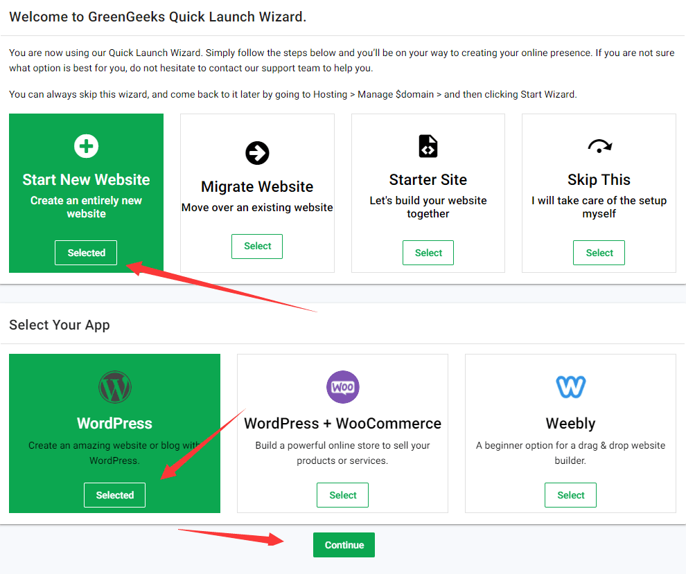 greengeeks 安装 wordpress