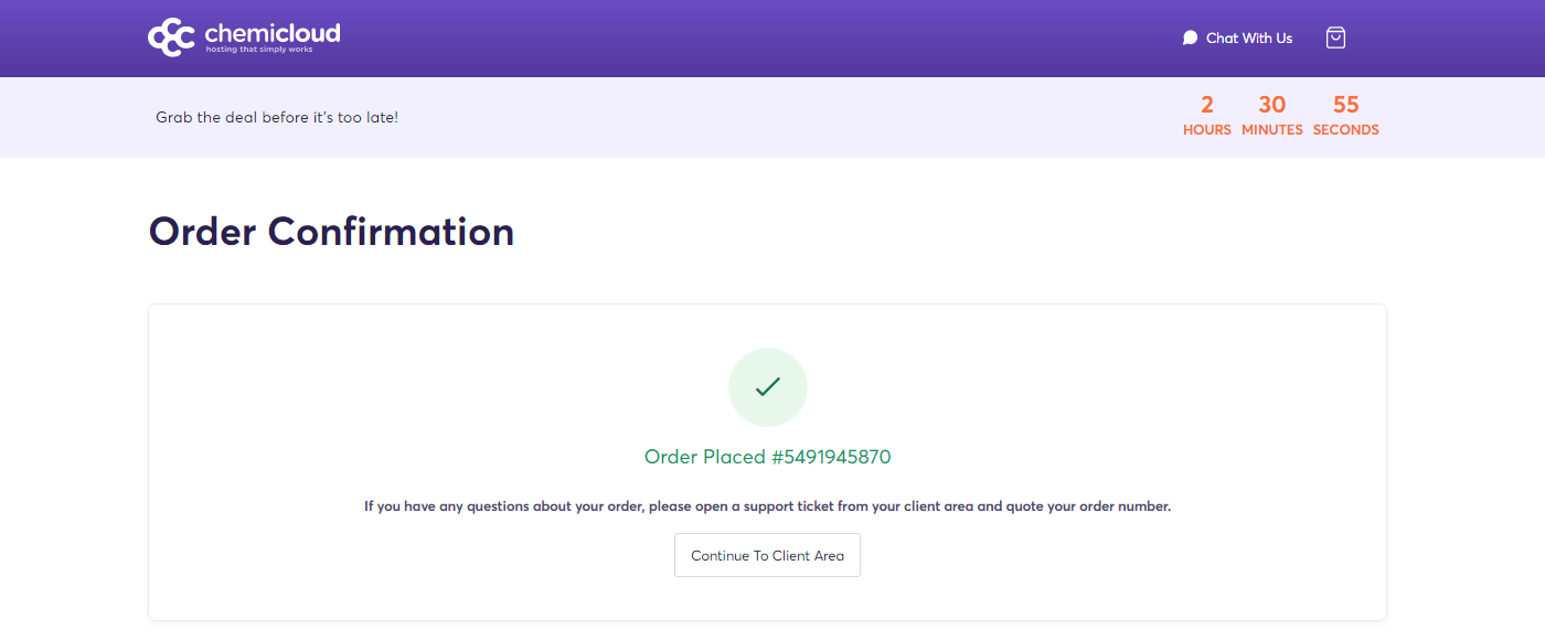 chemicloud order confirmation