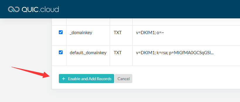 启用并添加记录
