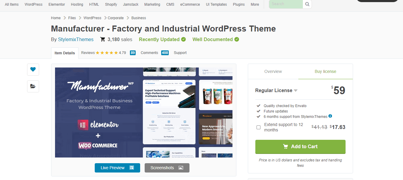 manufacturer themeforest