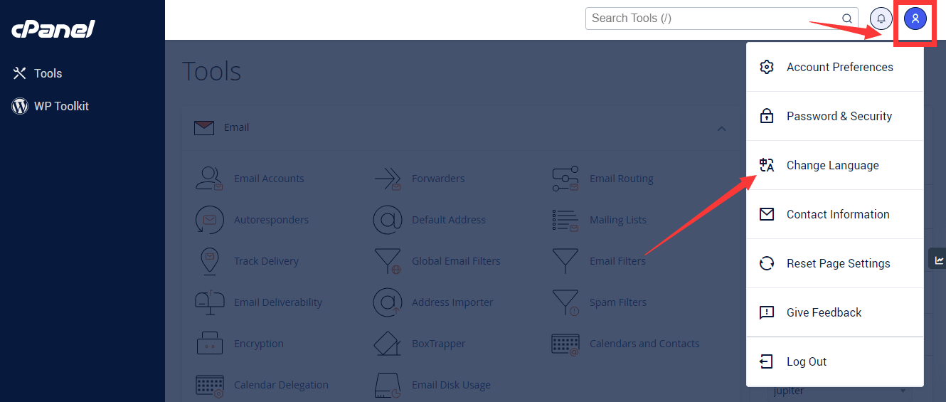 cpanel 修改语言