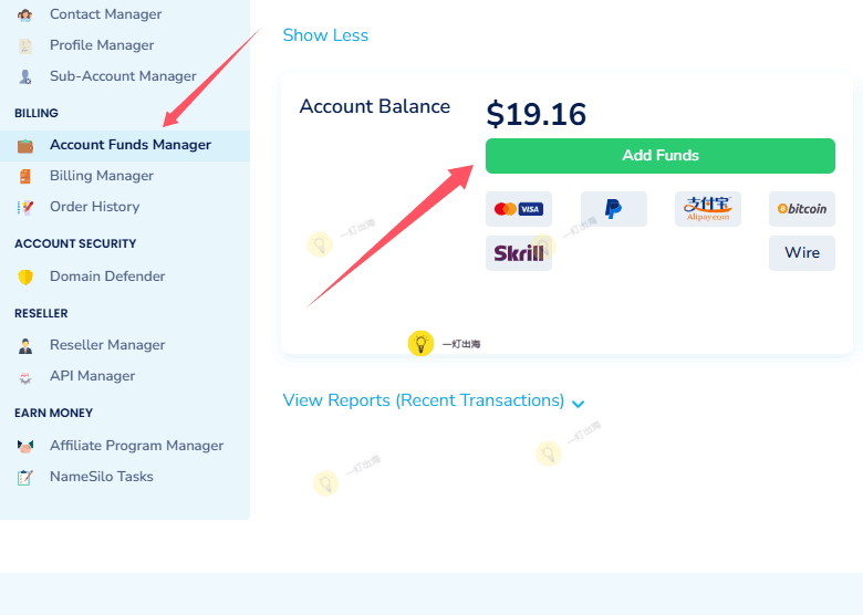 namesilo账户充值
